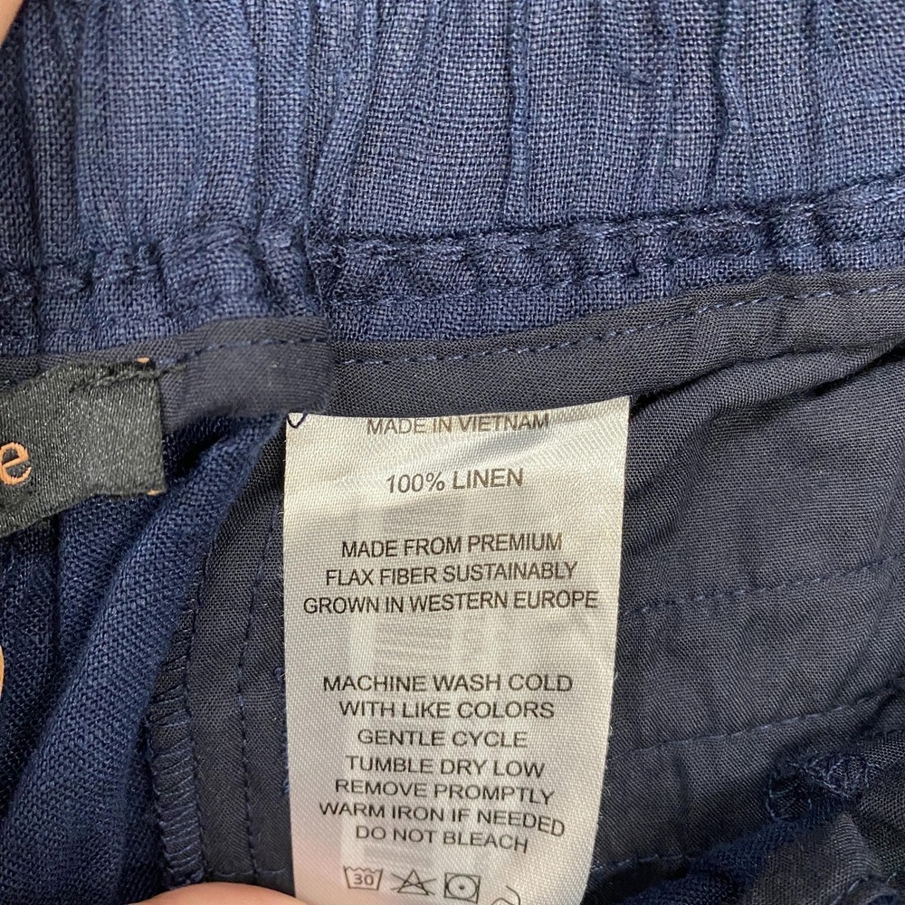Quince Linen Wide Leg Pants Womens Large Blue Minimalist Neutral Travel Summer - Picture 6 of 15